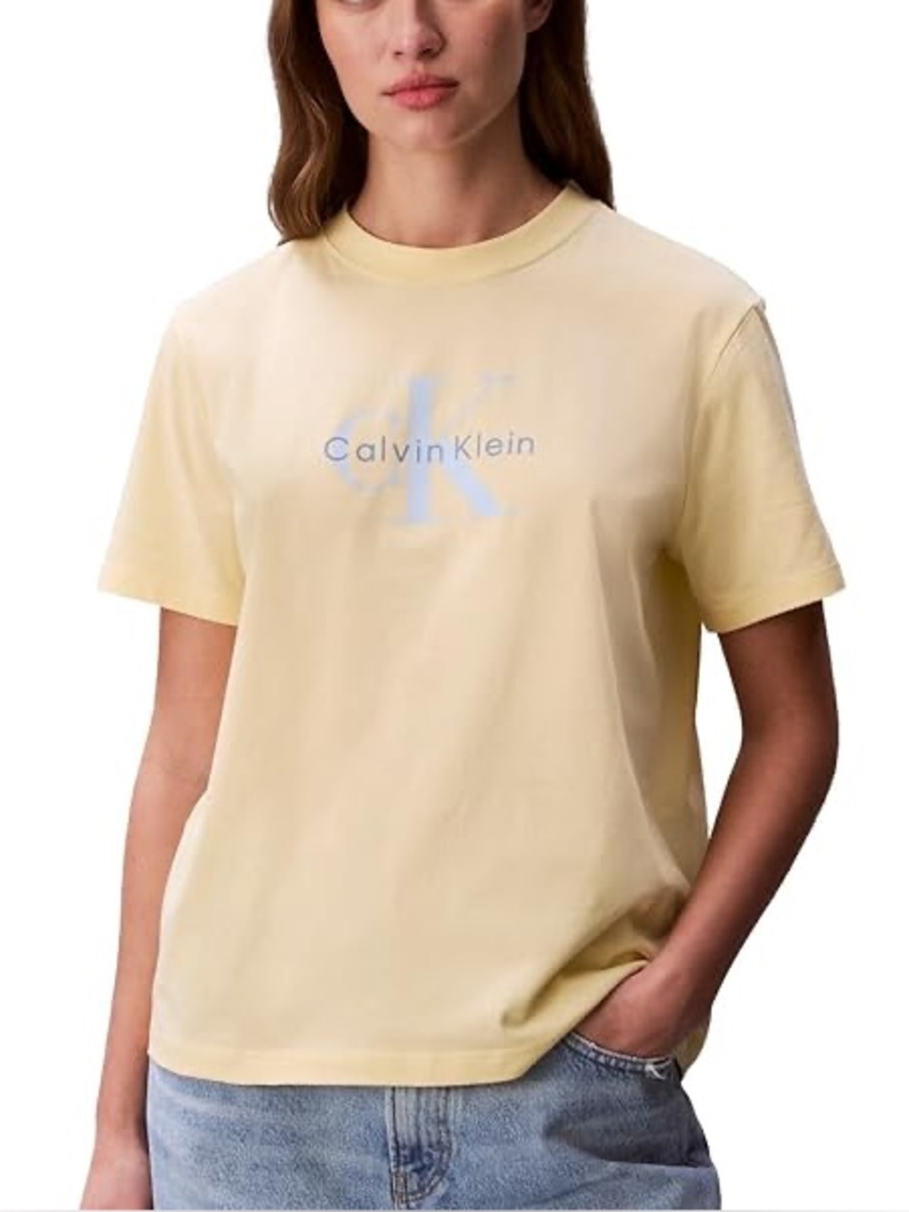 Calvin Klein Jeans Monogram Logo Crewneck T-Shirt Sorbet Yellow Size Medium